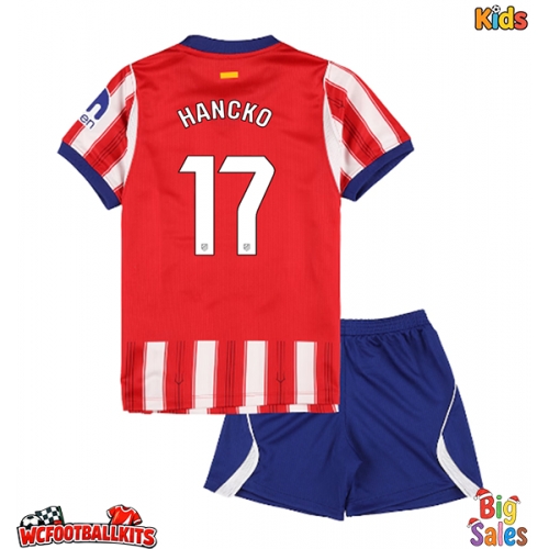 Atletico Madrid David Hancko #17 Replica Home Stadium Kit for Kids 2026-27 Short Sleeve (+ pants)
